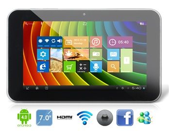 Tablet AMPE A76 7 "Android 4.0.4 PC com Wi-Fi, 3G externo